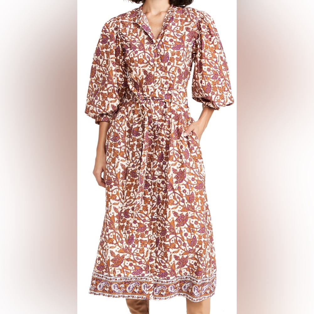 Love the Label Floral Long Sleeve Dress in Brown and Purple